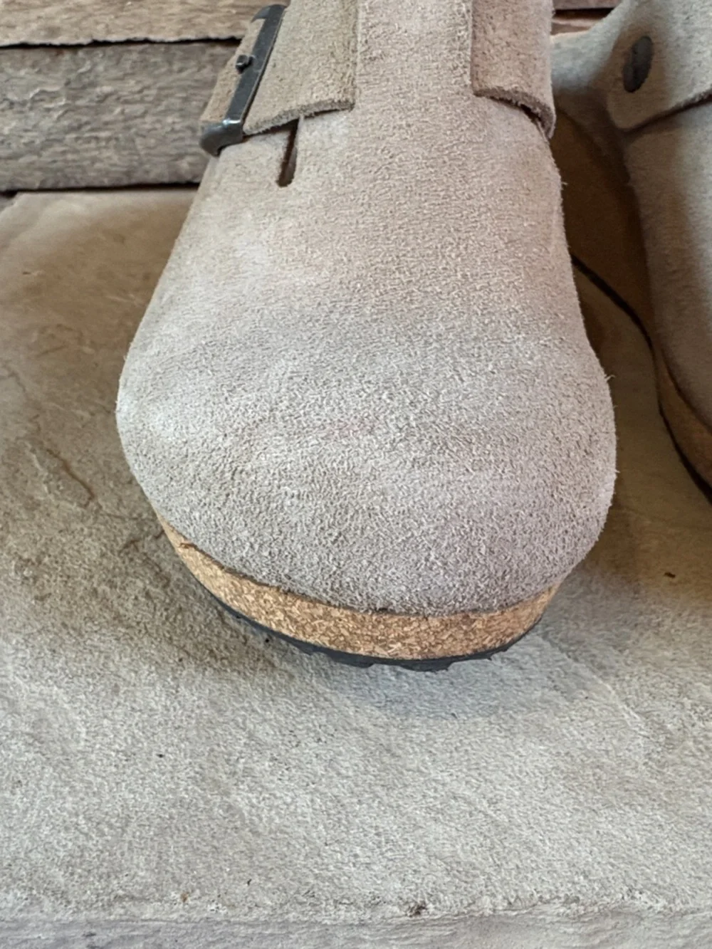 Papillio sz 41 taupe wedge slip on clogs/mules